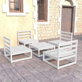 vidaXL 5 pcs conjunto lounge de jardim pinho maciço branco