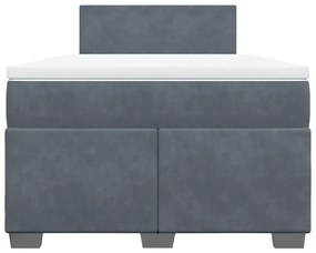 Cama boxspring com colchão 120x200 cm veludo cinzento-escuro