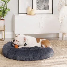 Cama para cães Ø 80 cm almofadada e macia cinzento escuro