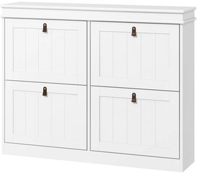 HOMCOM Móvel Sapateira Branco Sapateira Estreita com 4 Portas e Prateleira Ajustável para 20 Pares de Sapatos 105x24x82,5 cm Branco