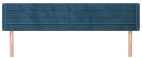 Cabeceira de cama c/ abas veludo 203x16x78/88cm azul-escuro