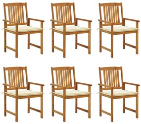 Cadeiras de jardim com almofadões 6 pcs acácia maciça
