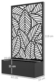 Treliça Exterior com Floreira de Metal Floreira de Parede ou Independente para Cultivos 61x23x113 cm Preto