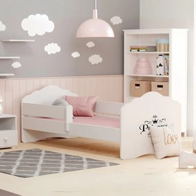 Cama infantil Wave ilustração princesa 160x80 com grades branca - colchão e estrado incluído