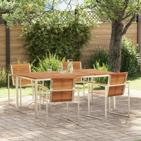 Conjunto de Jantar de Jardim da vidaXL 5 Peças em Madeira de Acácia