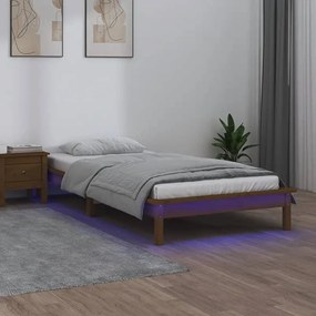 Estrutura cama +LEDs pequena solteiro 75x190cm madeira castanho