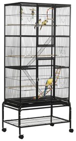 PawHut Gaiola para Pássaros com Rodas 83x53x180 cm Gaiola Metálica de
