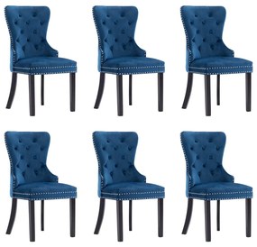 3055872 vidaXL Cadeiras de jantar 6 pcs veludo azul