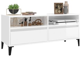 Móvel p/ TV 100x34,5x44,5 cm derivados madeira branco brilhante