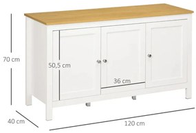 Aparador Mylov com 3 Portas de 120 cm - Branco/Castanho - Design Nórdi