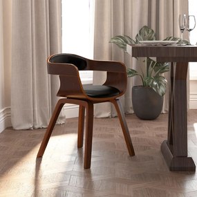 Cadeira de jantar couro artificial/madeira curvada preto