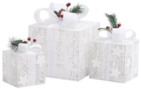 Caixas de presente de Natal decorativas 3 pcs int/ext. branco