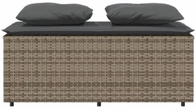 3 pcs conjunto de jantar p/ jardim c/ almofadões vime PE cinza