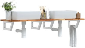 vidaXL Prateleira de parede p/ lavatório aço/madeira de acácia maciça