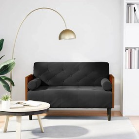 vidaXL Sofá-luvas com rolos 110 cm veludo preto