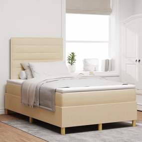 vidaXL Cama Box com Colchão Creme 120x200 cm Tecido