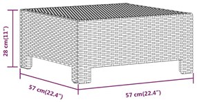 Apoio de pés p/ jardim com almofadão vime PE cinzento