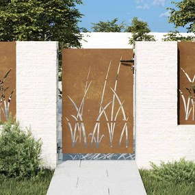 Portão de jardim 85x150 cm aço corten design erva