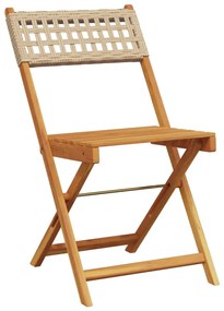 5pcs conjunto de jantar p/ jardim vime PE/ madeira maciça bege