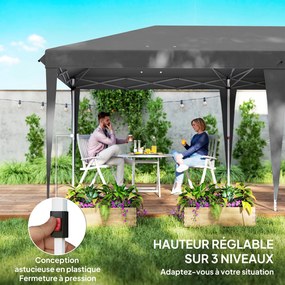 Tenda de jardim 3x6 m tipo Barnum dobrável com laterais removíveis, estrutura de aço reforçada e saco de transporte, cinzento escuro