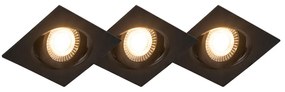 Conjunto de 3 focos embutidos pretos com LED regulável em 3 níveis - Miu Moderno