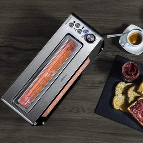 Torradeira de 1260 W VisionToast, Capacidade para 2 fatias, Janelas de vidro, Ranhura XL, 7 Níveis de torragem, 3 Funções, 7 Posições, Acabamento en A