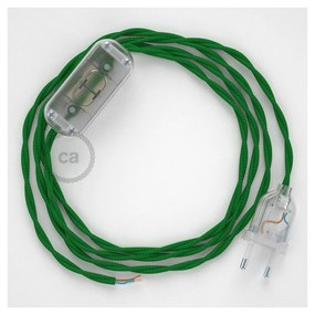 Cabo para candeeiro de mesa, TM06 Verde Seda Artificial 1,80 m. Escolha a cor da ficha e do interruptor. - Transparente