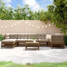 vidaXL 8pcs conj. lounge jardim+almofadões madeira maciça castanho-mel