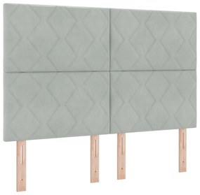 Cabeceira Design de Blocos de Diamante Cinza Claro 160 cm Veludo