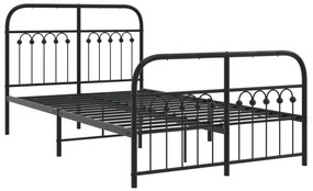 Estrutura de cama com cabeceira e pés 120x190 cm metal preto