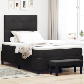 vidaXL Cama Box com Colchão & Banco Preto 120x190 cm Veludo