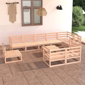 vidaXL 10 pcs conjunto lounge de jardim pinho maciço