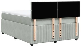 Cama com molas/colchão 160x200 cm veludo cinzento-claro