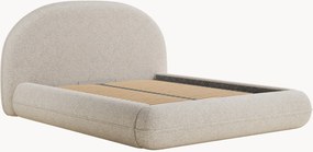 Cama estofada em bouclé artesanal com arrumação Koji