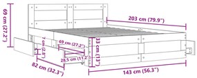 Estrutura de cama c/ cabeceira sem colchão 140x200 cm branco