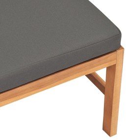 Sofá de centro com almofadões cinzento-escuro teca maciça