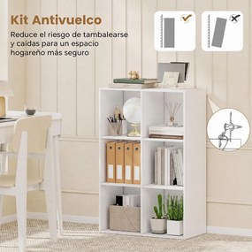 Estante de Cubos, 60 x 30 x 90 cm, 6 Compartimentos, Branco