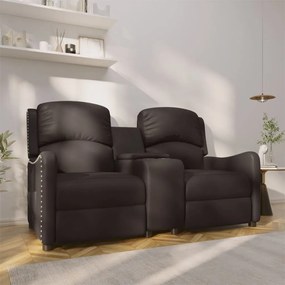 vidaXL Sofá reclinável 2 lugares c/ suportes p/ copos couro art. preto
