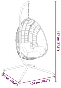 Suporte para cadeira em forma de ovo suspensa aço preto