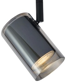 Foco moderno preto com vidro fumado para sistema de calha monofásico - Iconic Lloyd Moderno