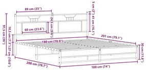Estrutura cama sem colchão 180x200 cm metal carvalho castanho