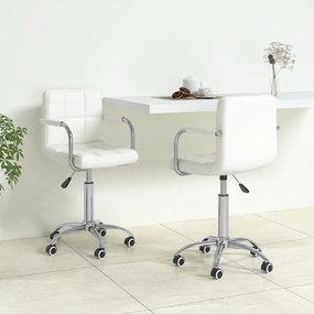 vidaXL Cadeiras de jantar giratórias 2 pcs couro artificial branco