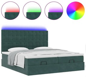 Estrutura de cama otomana com colchão verde escuro Veludo