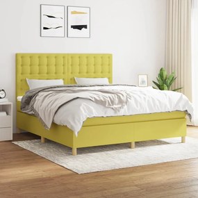 vidaXL Cama com molas/colchão 160x200 cm tecido verde