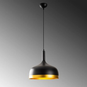 Candeeiro de Teto Sivani – Preto e Dourado – 30 cm x 128 cm