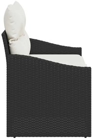Sofá de Jardim 2 Lugares com Almofadas Preto em Rattan Sintético