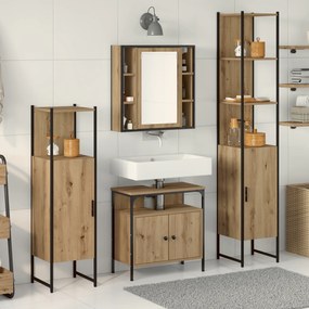 Conjunto de Móveis para Casa de Banho de 4 Peças em Carvalho Artesanal