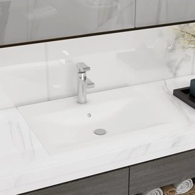 140686 vidaXL Lavatório cerâmico retangular luxososo branco, furo torneira 60x46cm