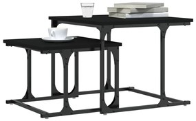 Mesa de centro de encastrar 2 pcs derivados de madeira preto