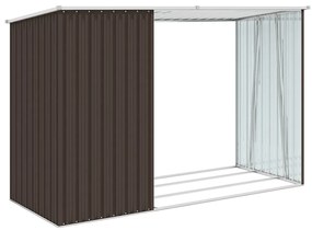 Abrigo de lenha p/ jardim 245x98x159cm aço galvanizado castanho